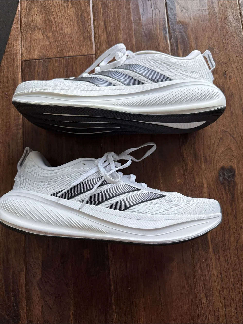 adidas White Sneakers with Black Stripes